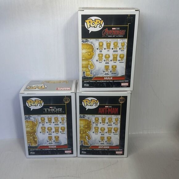 Funko Pop! Marvel Studios The First Ten Years Thor Gold 381 Ant-Man 384 Hulk 379 - Picture 5 of 6